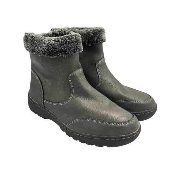Khombu Addison Dark Gray Pebbled Vegan Leather Faux Fur Water Repellent Boots - Picture 4 of 10
